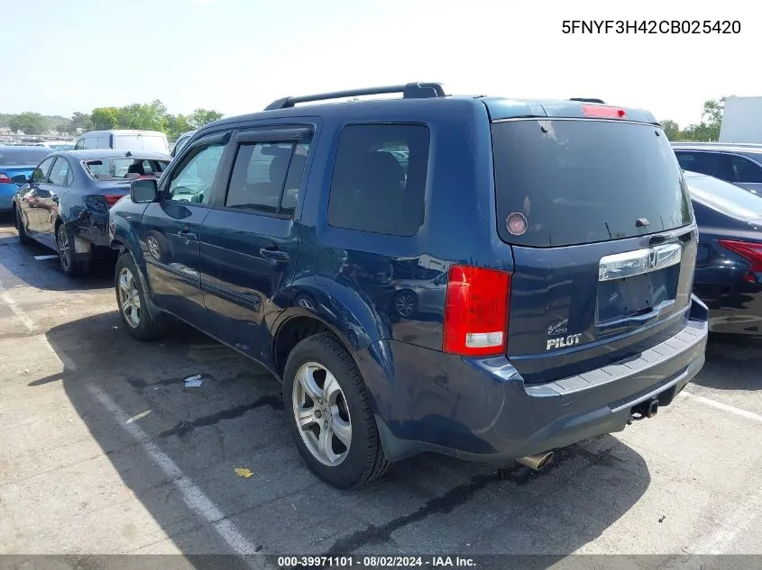 5FNYF3H42CB025420 2012 Honda Pilot Ex