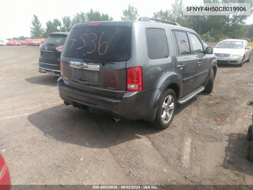 2012 Honda Pilot Ex-L VIN: 5FNYF4H50CB019906 Lot: 40024536