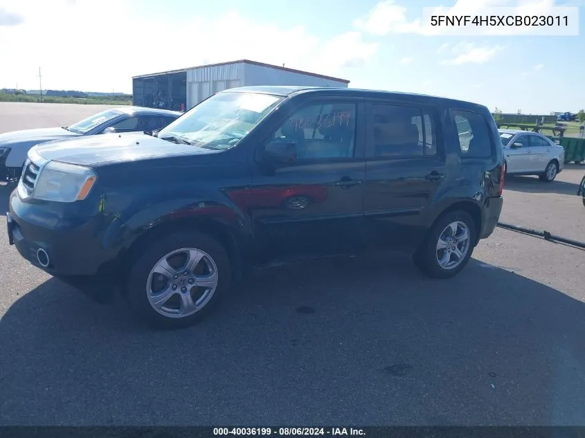 2012 Honda Pilot Ex-L VIN: 5FNYF4H5XCB023011 Lot: 40036199