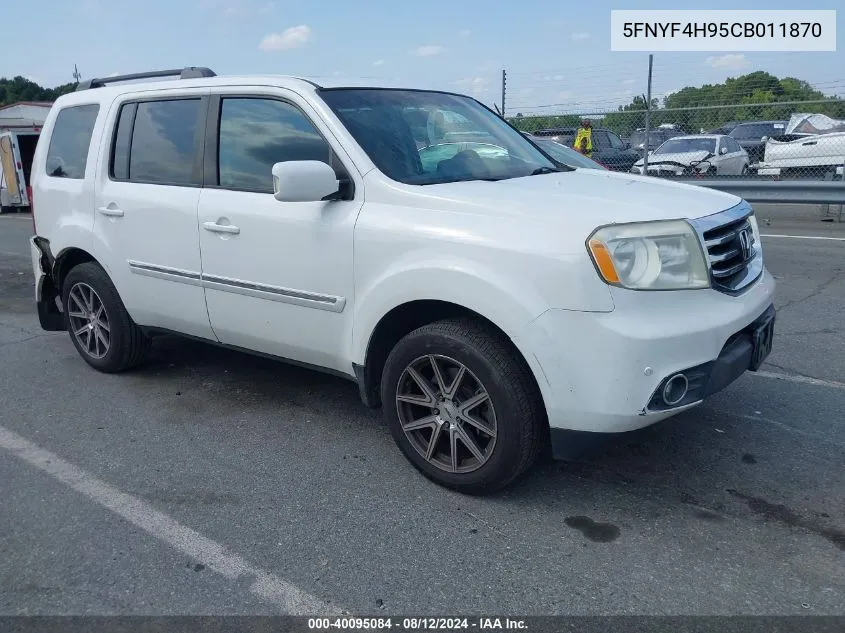 2012 Honda Pilot Touring VIN: 5FNYF4H95CB011870 Lot: 40095084