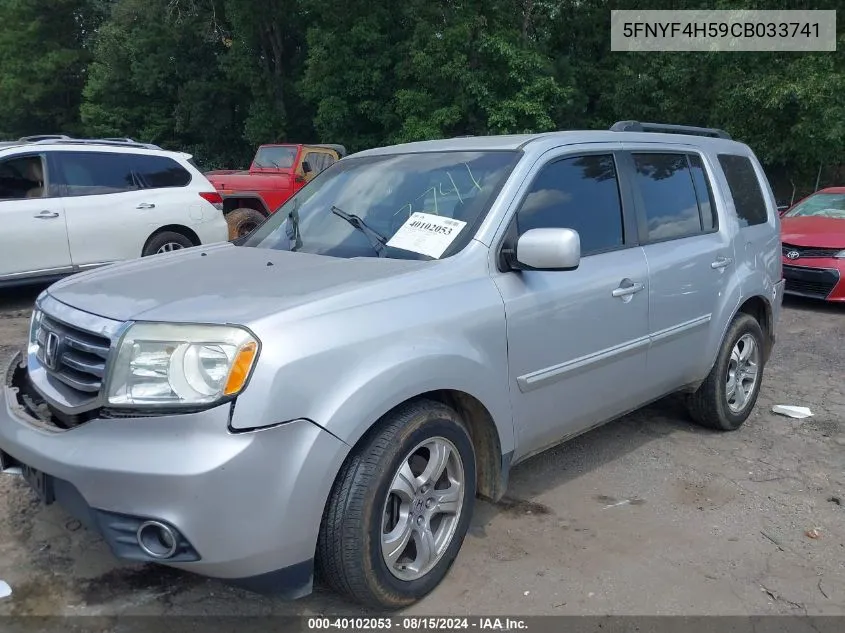 2012 Honda Pilot Ex-L VIN: 5FNYF4H59CB033741 Lot: 40102053