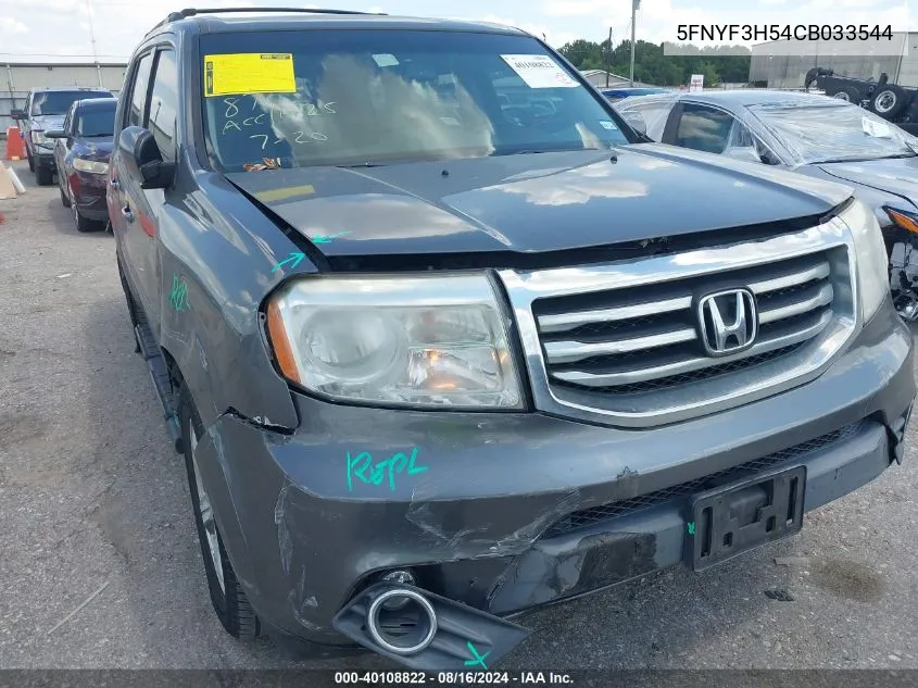 2012 Honda Pilot Ex-L VIN: 5FNYF3H54CB033544 Lot: 40108822