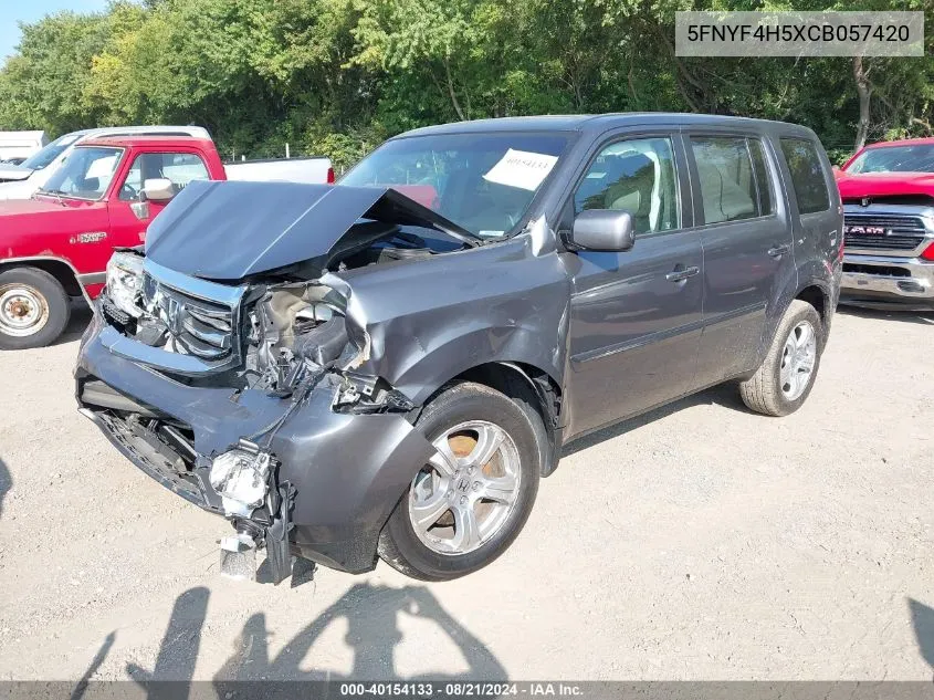 2012 Honda Pilot Exl VIN: 5FNYF4H5XCB057420 Lot: 40154133