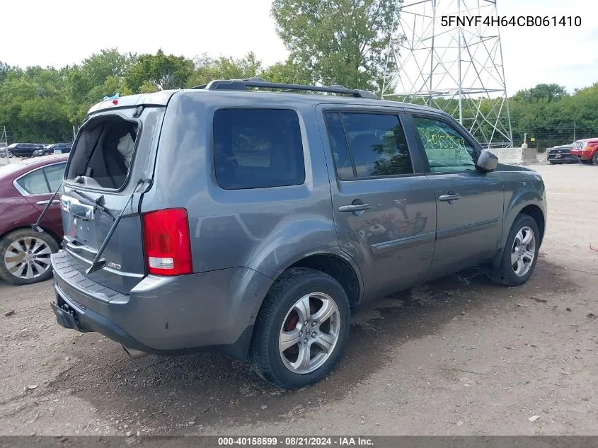 2012 Honda Pilot Ex-L VIN: 5FNYF4H64CB061410 Lot: 40158599