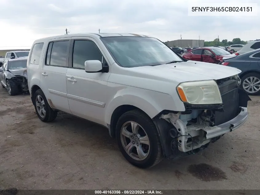 2012 Honda Pilot Ex-L VIN: 5FNYF3H65CB024151 Lot: 40163356