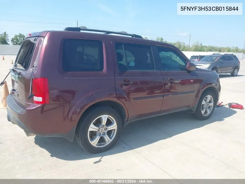 2012 Honda Pilot Ex-L VIN: 5FNYF3H53CB015844 Lot: 40166602