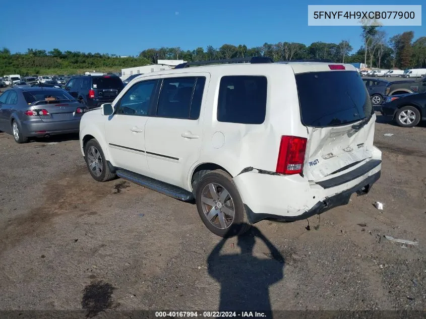 2012 Honda Pilot Touring VIN: 5FNYF4H9XCB077900 Lot: 40167994