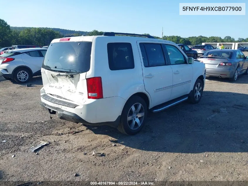 2012 Honda Pilot Touring VIN: 5FNYF4H9XCB077900 Lot: 40167994