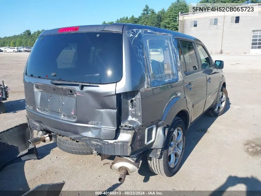 2012 Honda Pilot Ex-L VIN: 5FNYF4H52CB065723 Lot: 40168513