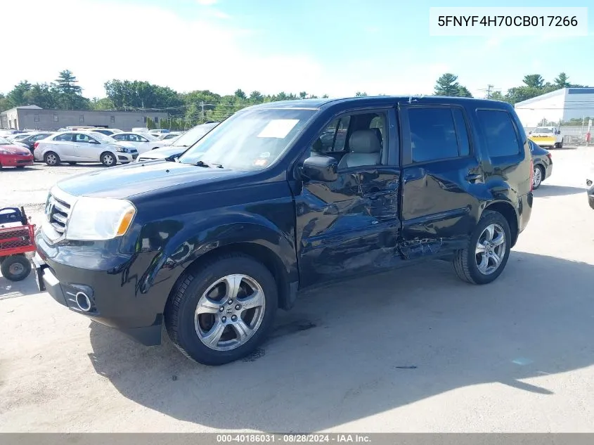 2012 Honda Pilot Ex-L VIN: 5FNYF4H70CB017266 Lot: 40186031