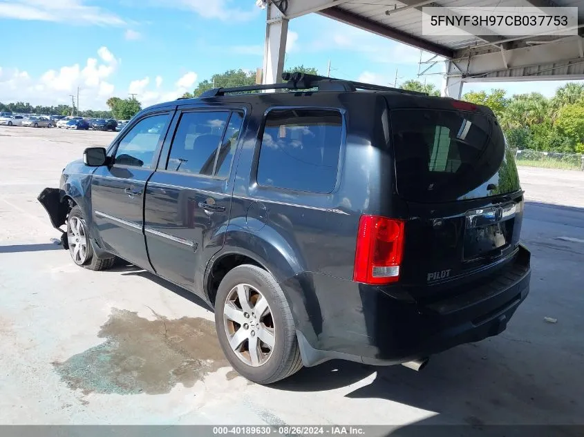 2012 Honda Pilot Touring VIN: 5FNYF3H97CB037753 Lot: 40189630