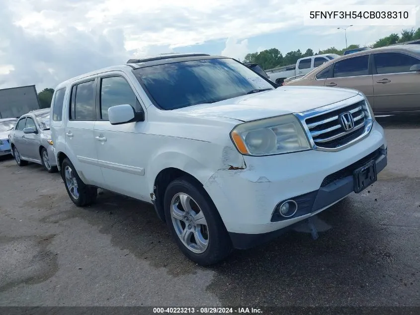 5FNYF3H54CB038310 2012 Honda Pilot Ex-L