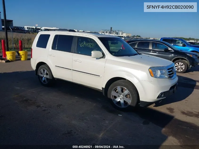 2012 Honda Pilot Touring VIN: 5FNYF4H92CB020090 Lot: 40246921