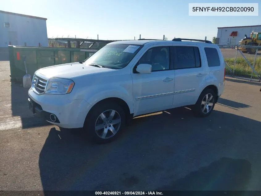 2012 Honda Pilot Touring VIN: 5FNYF4H92CB020090 Lot: 40246921