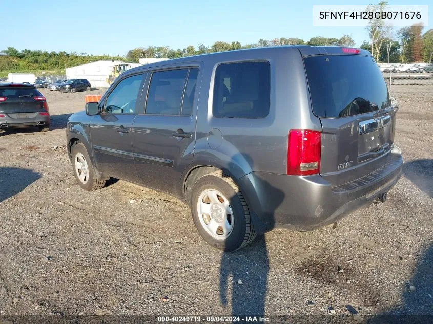 5FNYF4H28CB071676 2012 Honda Pilot Lx