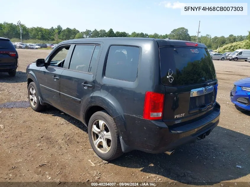 2012 Honda Pilot Ex-L VIN: 5FNYF4H68CB007303 Lot: 40254007