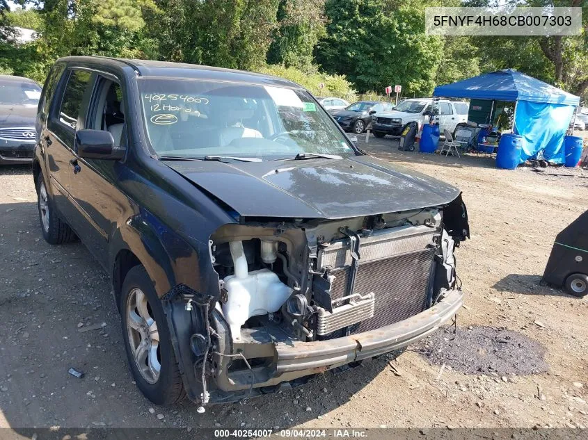 2012 Honda Pilot Ex-L VIN: 5FNYF4H68CB007303 Lot: 40254007