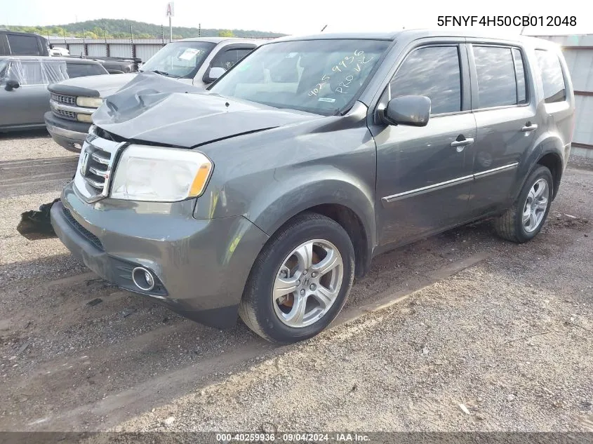 2012 Honda Pilot Ex-L VIN: 5FNYF4H50CB012048 Lot: 40259936