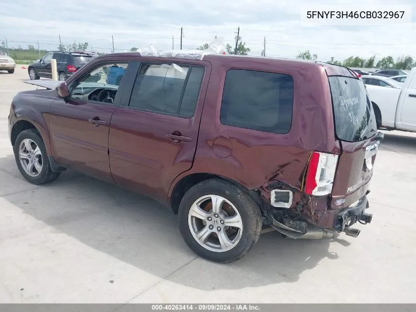 2012 Honda Pilot Ex VIN: 5FNYF3H46CB032967 Lot: 40263414