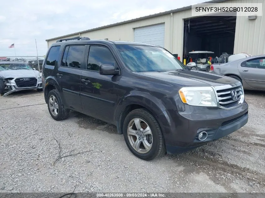 2012 Honda Pilot Ex-L VIN: 5FNYF3H52CB012028 Lot: 40263508