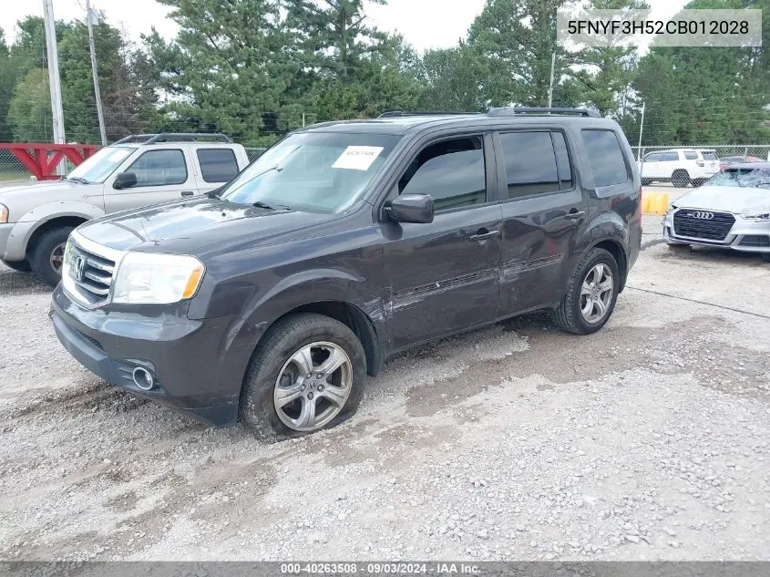 2012 Honda Pilot Ex-L VIN: 5FNYF3H52CB012028 Lot: 40263508