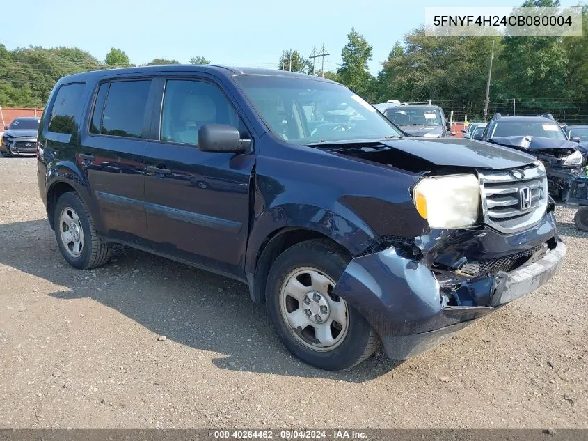 2012 Honda Pilot Lx VIN: 5FNYF4H24CB080004 Lot: 40264462