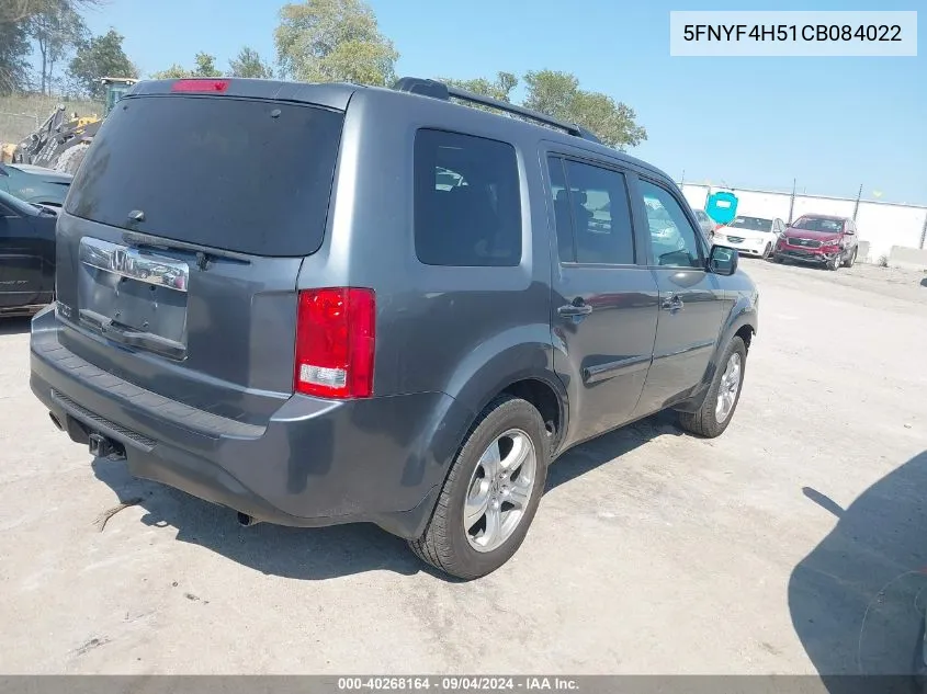 5FNYF4H51CB084022 2012 Honda Pilot Ex-L