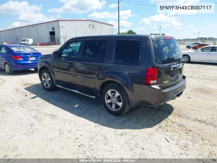 2012 Honda Pilot Ex VIN: 5FNYF3H4XCB007117 Lot: 40276168