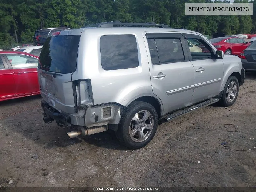 2012 Honda Pilot Ex-L VIN: 5FNYF3H69CB039073 Lot: 40278087