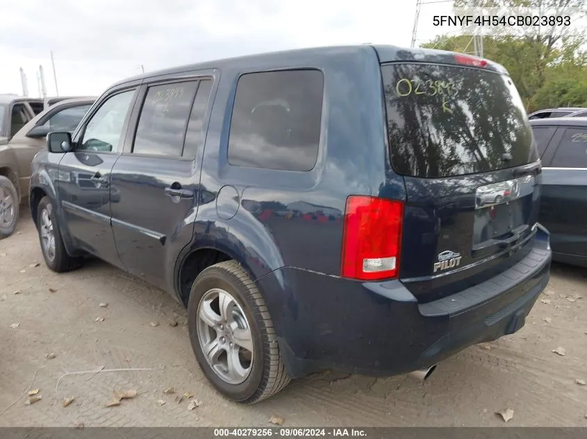 2012 Honda Pilot Ex-L VIN: 5FNYF4H54CB023893 Lot: 40279256