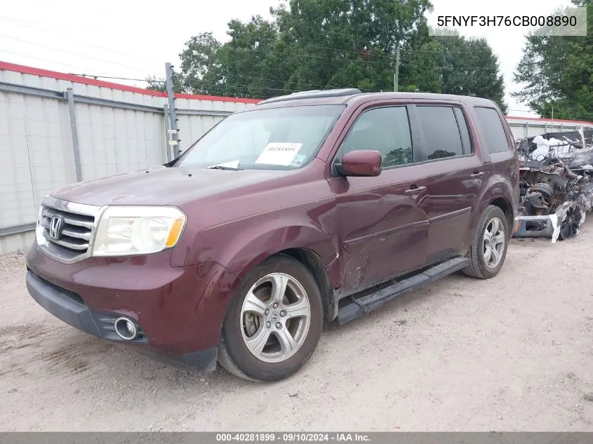 2012 Honda Pilot Exln VIN: 5FNYF3H76CB008890 Lot: 40281899