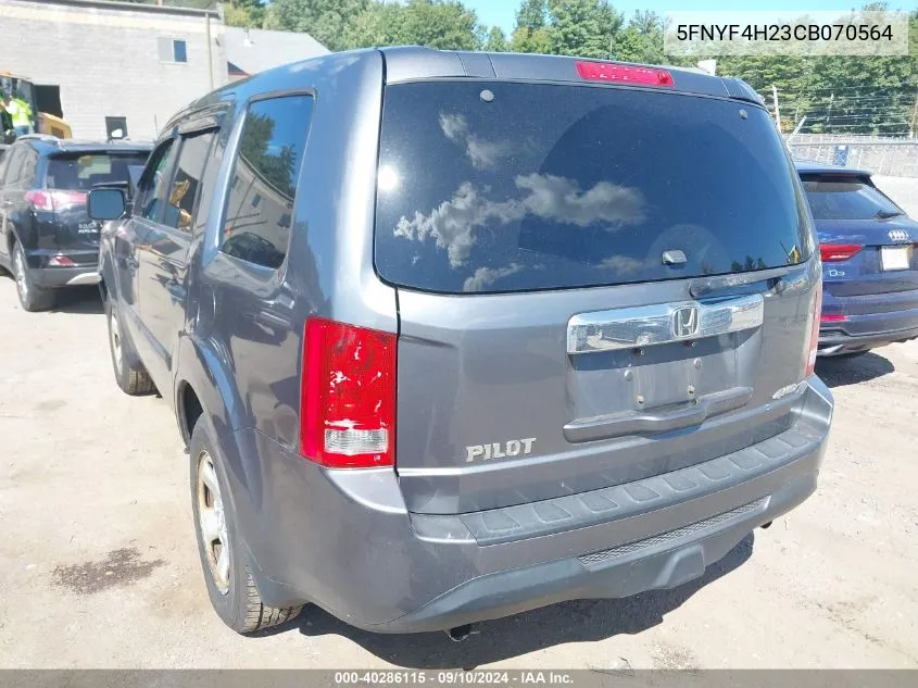 2012 Honda Pilot Lx VIN: 5FNYF4H23CB070564 Lot: 40286115