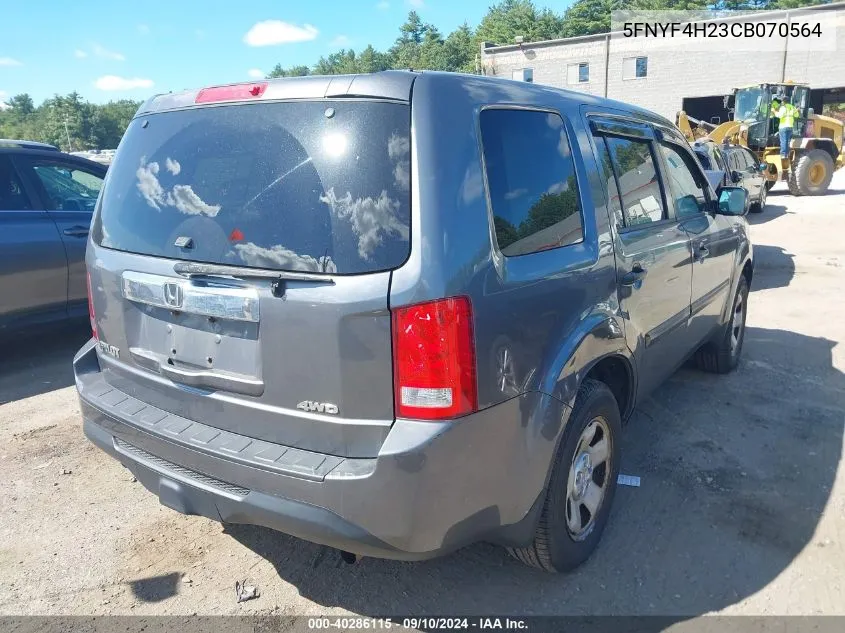 2012 Honda Pilot Lx VIN: 5FNYF4H23CB070564 Lot: 40286115