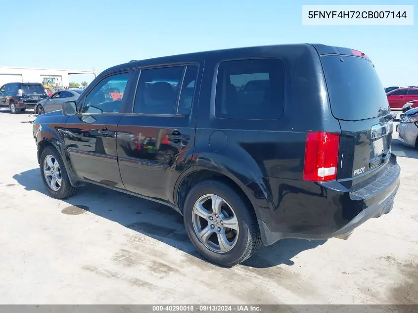 2012 Honda Pilot Ex-L VIN: 5FNYF4H72CB007144 Lot: 40290018