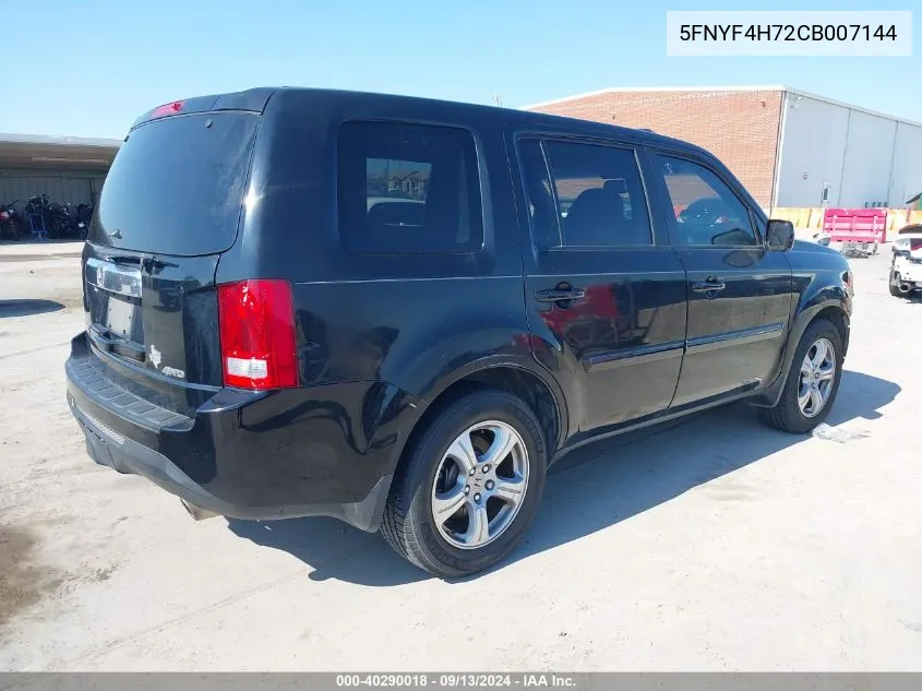 2012 Honda Pilot Ex-L VIN: 5FNYF4H72CB007144 Lot: 40290018