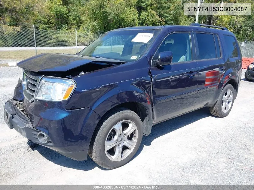 2012 Honda Pilot Ex-L VIN: 5FNYF4H53CB004087 Lot: 40320584