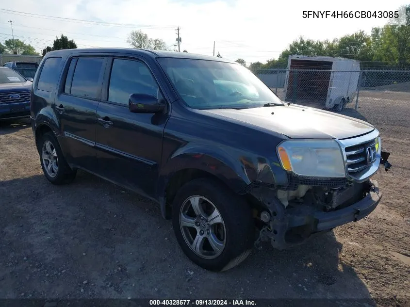 2012 Honda Pilot Ex-L VIN: 5FNYF4H66CB043085 Lot: 40328577