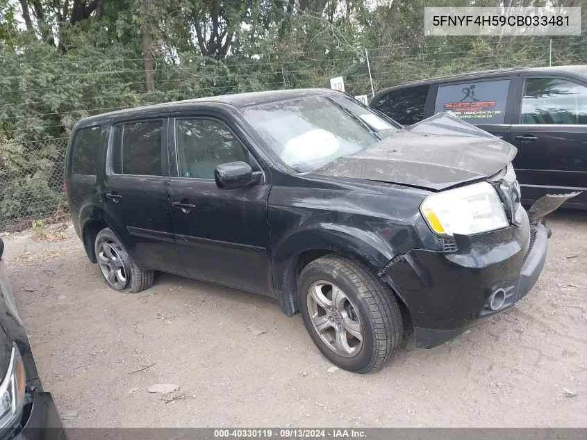 2012 Honda Pilot Exl VIN: 5FNYF4H59CB033481 Lot: 40330119