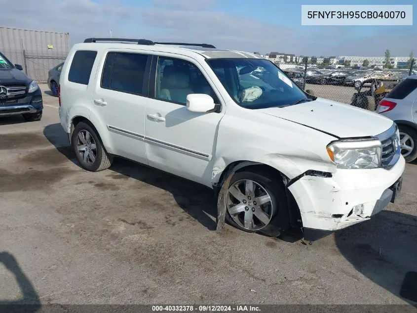 2012 Honda Pilot Touring VIN: 5FNYF3H95CB040070 Lot: 40332378