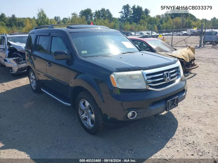 2012 Honda Pilot Ex-L VIN: 5FNYF4H66CB033379 Lot: 40333480