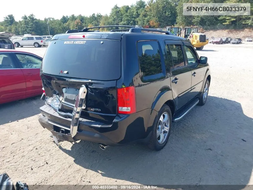 2012 Honda Pilot Ex-L VIN: 5FNYF4H66CB033379 Lot: 40333480