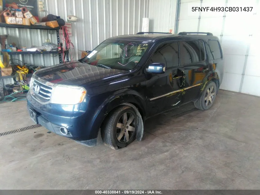 2012 Honda Pilot Touring VIN: 5FNYF4H93CB031437 Lot: 40338841