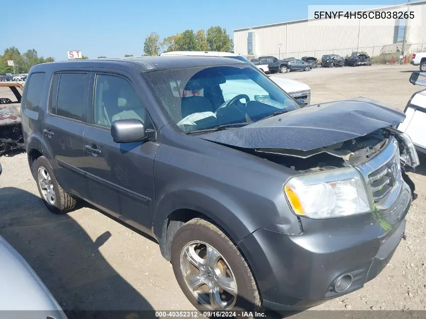 2012 Honda Pilot Exl VIN: 5FNYF4H56CB038265 Lot: 40352312