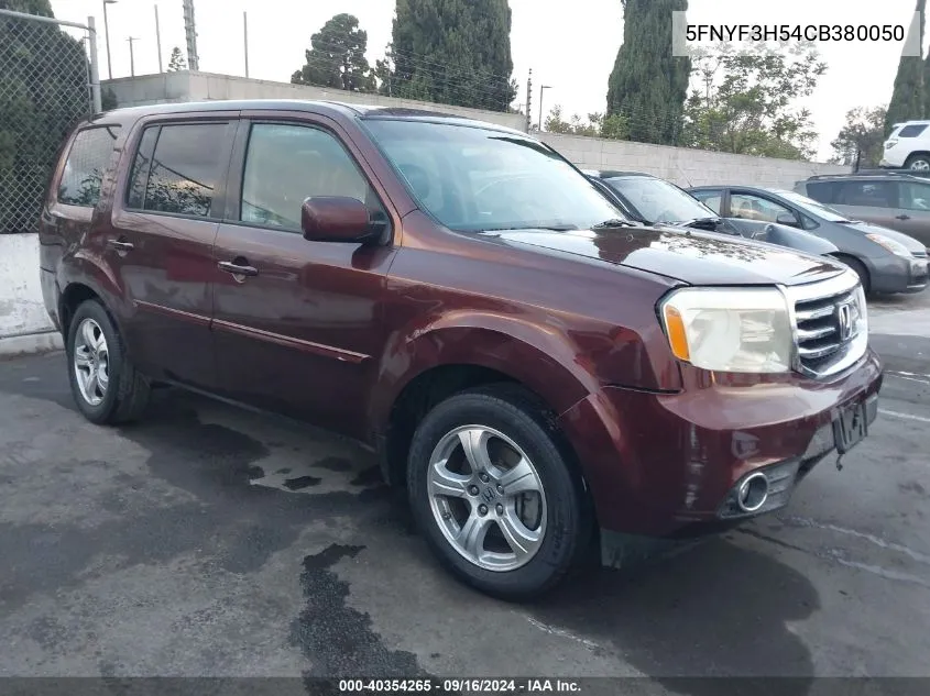 2012 Honda Pilot Ex-L VIN: 5FNYF3H54CB380050 Lot: 40354265