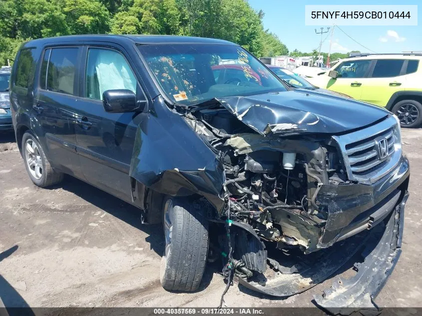 2012 Honda Pilot Ex-L VIN: 5FNYF4H59CB010444 Lot: 40357569