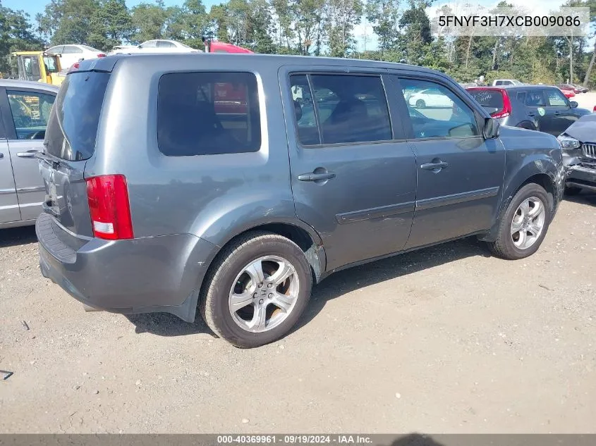 2012 Honda Pilot Ex-L VIN: 5FNYF3H7XCB009086 Lot: 40369961