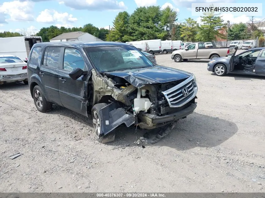 2012 Honda Pilot Ex-L VIN: 5FNYF4H53CB020032 Lot: 40376307