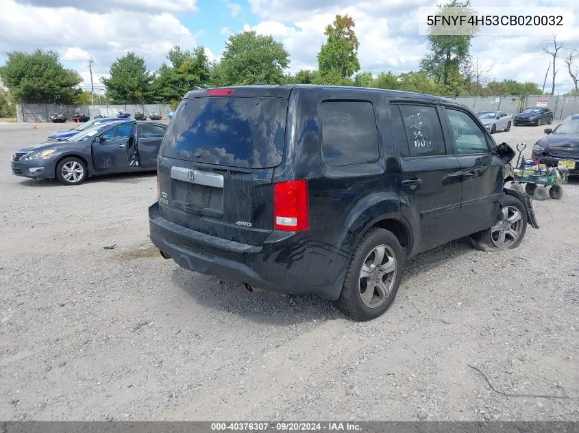 2012 Honda Pilot Ex-L VIN: 5FNYF4H53CB020032 Lot: 40376307