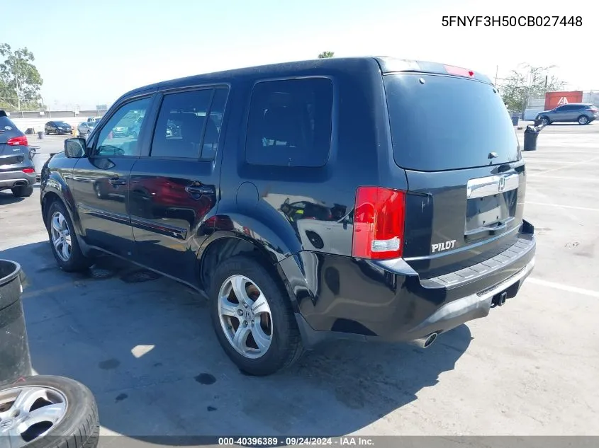 2012 Honda Pilot Ex-L VIN: 5FNYF3H50CB027448 Lot: 40396389