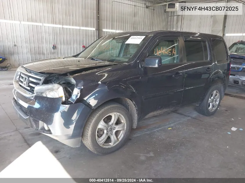 5FNYF4H43CB072025 2012 Honda Pilot Ex